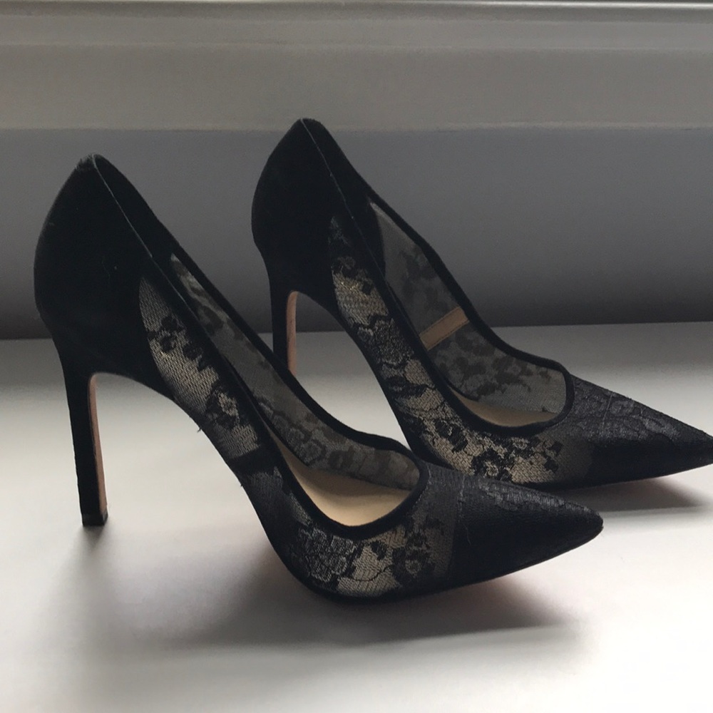 Black lace Calla heels